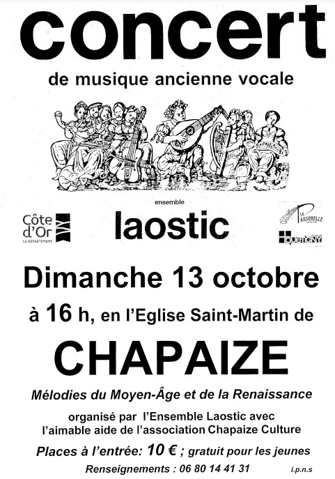 concert laostic musique ancienne vocale le 13 octobre 2024