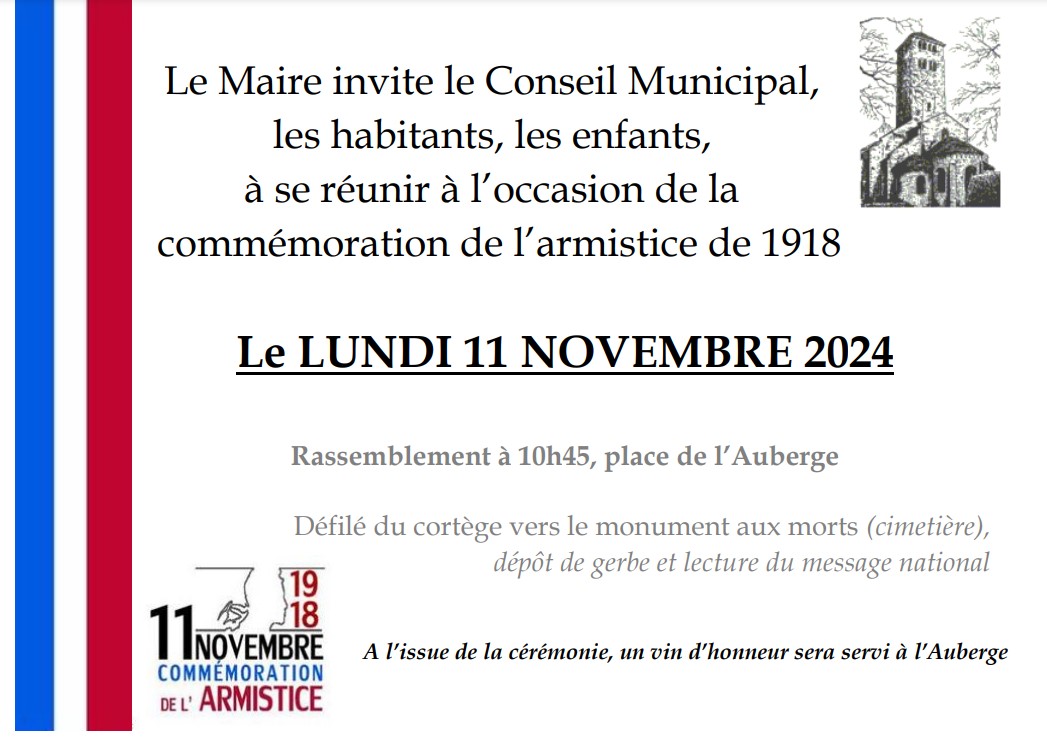 Affiche cérémonie 11 novembre 2024 à Chapaize